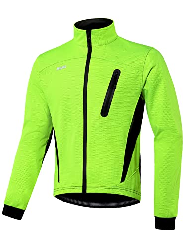 ARSUXEO Radjacke Herren Winter Thermal MTB Bike Jacke Softshell Mantel für Wasser- und Winddicht 16H Grün L von ARSUXEO