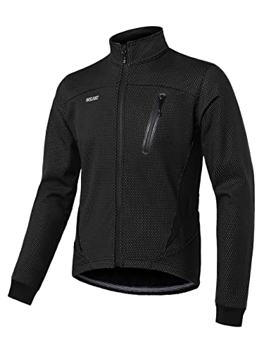 ARSUXEO Radjacke Herren Winter Thermal MTB Bike Jacke Softshell Mantel für Wasser- und Winddicht 16H Schwarz L von ARSUXEO