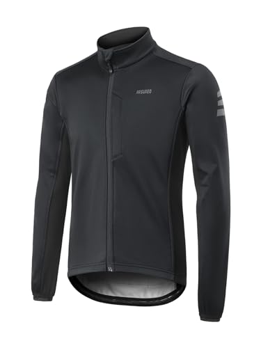 ARSUXEO Radsport Jacke für Männer Softshell Fleece MTB Jacke Winter Thermo Windbreaker 23T Schwarz XL von ARSUXEO