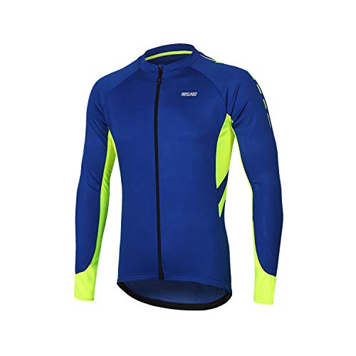 ARSUXEO Radtrikot für Herren, Fahrradtrikot Langarm, Radfahren Shirt, Radsport Trikot MTB Jersey Mountainbike Fahrrad-Bekleidung 6030 blau L von ARSUXEO