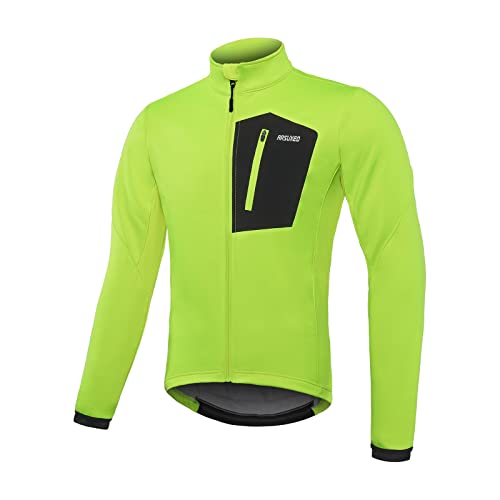 ARSUXEO Winter Fahrradjacken für Herren Fleece Thermo Softsell Fahrrad Radfahren Jacke Winddicht, Grün , Medium von ARSUXEO