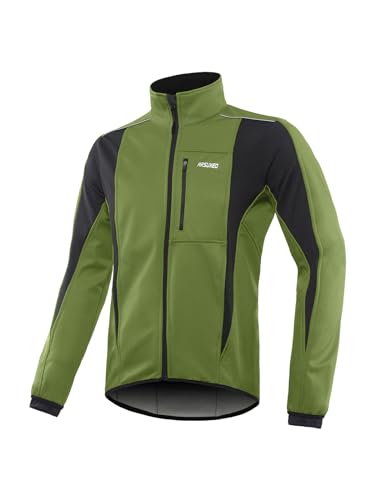 ARSUXEO Winter Warm UP Thermo Softshell Fahrradjacke Winddicht Wasserdicht 15-k, Grün (Army Green), XXX-Large von ARSUXEO