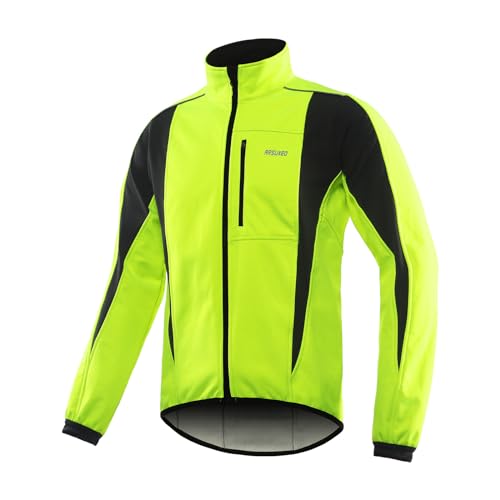 ARSUXEO Winter Warm UP Thermo Softshell Fahrradjacke Winddicht Wasserdicht 15-k, Grün , XL von ARSUXEO