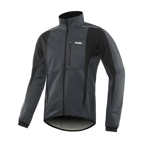 ARSUXEO Winter Warm Up Thermo-Softshell-Fahrradjacke, winddicht, wasserdicht, 15 K, GRAU, XL von ARSUXEO