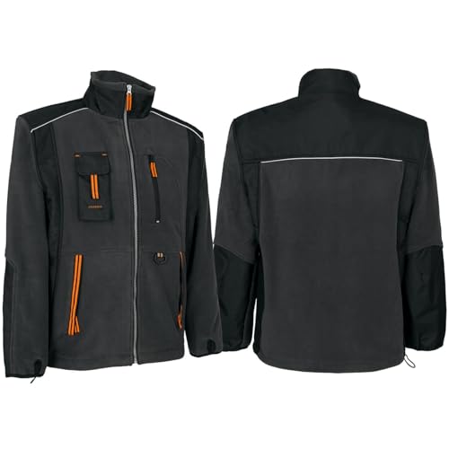Warme Fleecejacke Arbeitsjacke Sweatjacke Berufsjacke Reflexstreifen Schwarz-Grau (POL-CLAS) (L) von ART.MAS