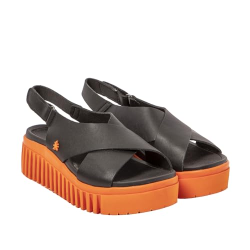 ART Damen 1574 Brighton Sandale, Nappa, Schwarz, Orange, 38 EU von ART