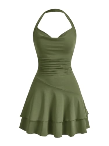 ARTANT Women's Summer Knit Halter Neck Slim Fit Short Dress Sleeveless Backless Short Dress von ARTANT