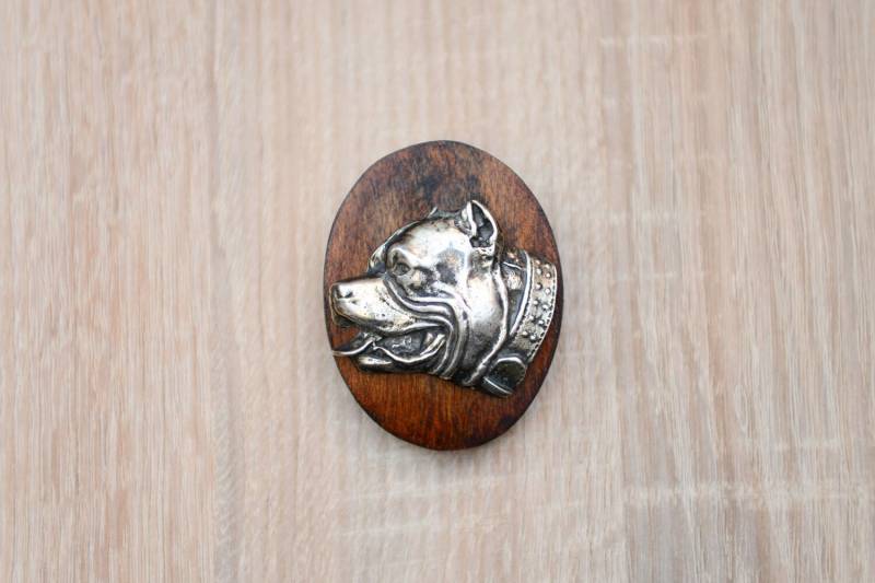 American Pit Bull Terrier, Stegklammer Aus Holz Mit Darstellung Eines Hundes von ARTDOGshop