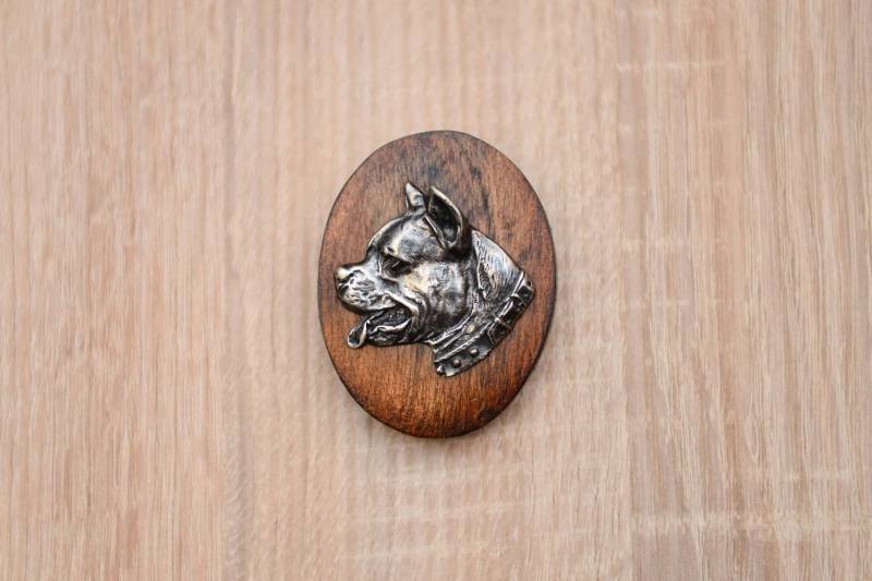 American Staffordshire Terrier, Stegklammer Aus Holz Mit Darstellung Eines Hundes American Staffordshire Terrier, Stegklammer Aus Holz Mit Darstellung Eines Hundes von ARTDOGshop