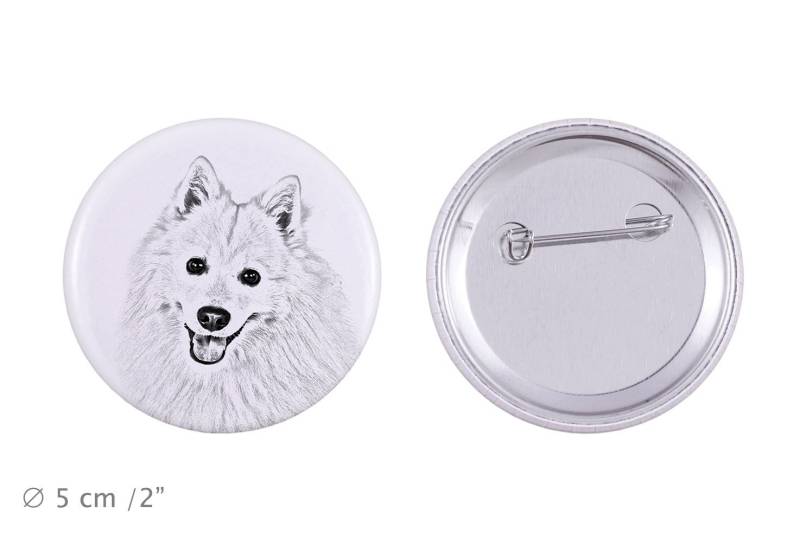 Anstecker Mit Einem Hund - Japanese Spitz von ARTDOGshop