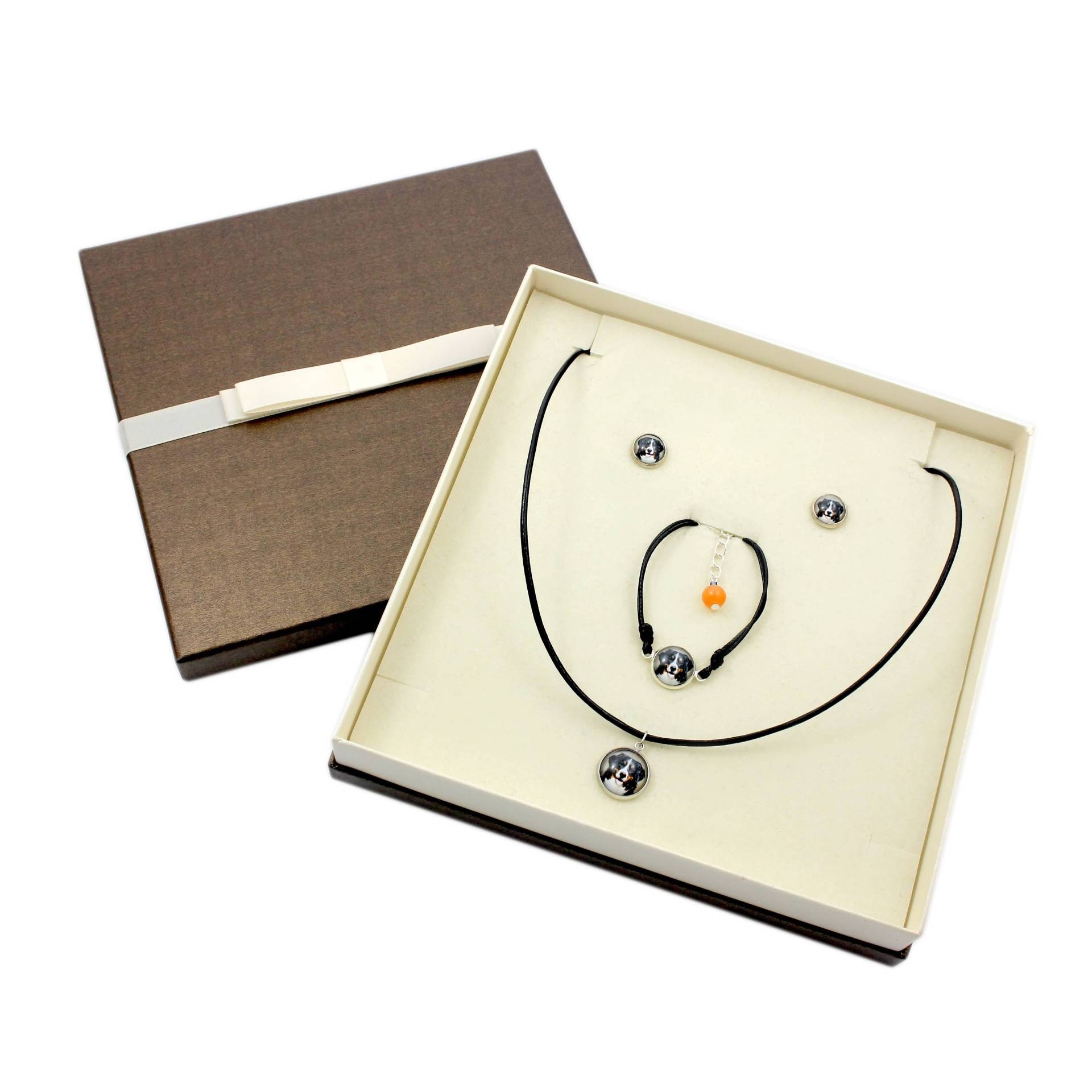 Berner Sennenhund. Schmuck Mit Box Für Leute, Die Hunde Lieben. Ohrringe, Ein Armband Und Halskette. Photojewelry von ARTDOGshop
