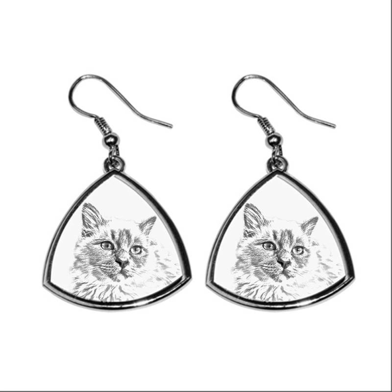 Birma-Katze, Neue Kollektion Der Ohrringe Mit Bild Rassehunde, Schön Geschenk von ARTDOGshop