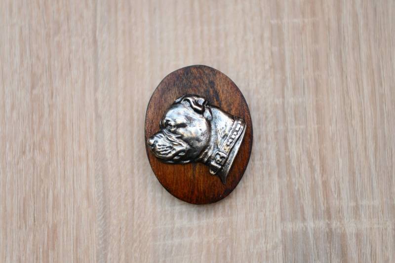 Staffordshire Bull Terrier, Stegklammer Aus Holz Mit Darstellung Eines Hundes von ARTDOGshop