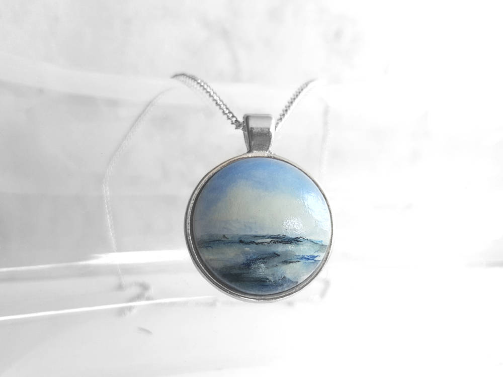 Meeresbild Kettenanhänger, Landschaft Bild Kette, Anhänger, Meer Kunstmalerei Kette Mit Originalbild Schmuck von ARTDORA