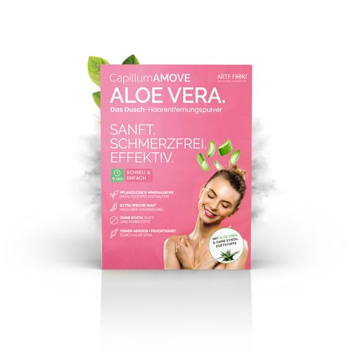 Capillum AMOVE Aloe Vera 300g Premium Enthaarungscreme Intimbereich Frau - sanftes Enthaarungspulver Frauen schmerzfreie Dusch-Intim Enthaarungscreme Frauen ohne Zusatzstoffe mit neutralem Geruch von ARTE FIORI EXCLUSIVE PRODUCTS