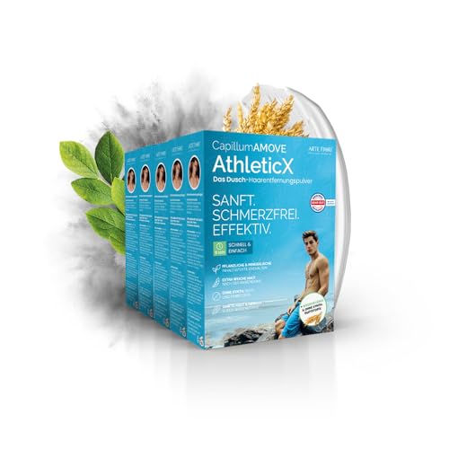 Capillum AMOVE AthleticX Premium Enthaarungscreme Intimbereich 5x300g - sanftes Enthaarungspulver Männer Schmerzfreie Dusch-Haarentfernungscreme ohne Zusatzstoffe mit neutralem Geruch von arte fiori