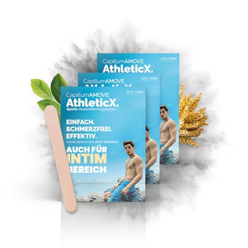 Capillum AMOVE AthleticX Premium Enthaarungscreme Intimbereich Vorratspack - sanftes Enthaarungspulver Männer [3x300g] Schmerzfreie Dusch-Haarentfernungscreme ohne Zusatzstoffe mit neutralem Geruch von ARTE FIORI EXCLUSIVE PRODUCTS