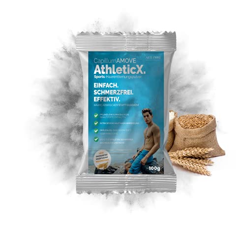 Capillum AMOVE AthleticX Premium Enthaarungscreme Intimbereich - extra sanftes Enthaarungspulver Männer [100g] Schmerzfreie Dusch-Haarentfernungscreme ohne Zusatzstoffe mit neutralem Geruch von ARTE FIORI EXCLUSIVE PRODUCTS