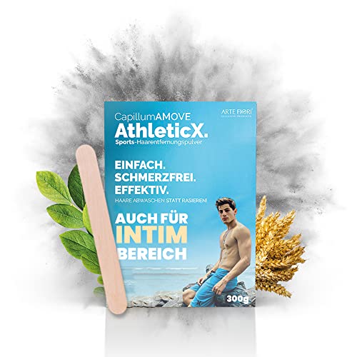 Capillum AMOVE AthleticX Premium Enthaarungscreme Intimbereich - extra sanftes Enthaarungspulver Männer [300g] Schmerzfreie Dusch-Haarentfernungscreme ohne Zusatzstoffe mit neutralem Geruch von ARTE FIORI EXCLUSIVE PRODUCTS