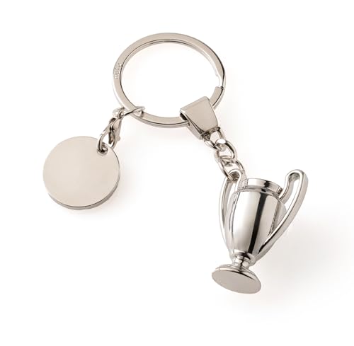 ARTÉ CHAMPIONS SCHLÜSSELANHÄNGER MIT MEDAILLE, geeignet zum Gravieren, Schlüsselanhänger aus poliertem Metall, rostfrei 8101E, silber / schwarz, Whitout size von ARTÉ