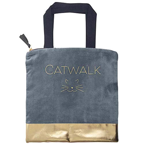 ARTEBENE Mini Bag Handtasche Smartbag Tragetasche Tasche Reißverschluss Samt Catwalk Katze Blau von ARTEBENE