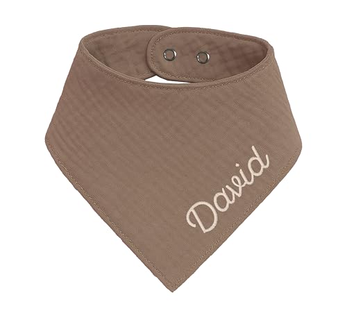 Besticktes Halstuch Dreieckstuch aus Musselin Gaze 100% Baumwolle Stickerei für Babies und Kleinkinder in 2 Grössen erhältlich, mit Namens Personalisierung, Personalisiert von ARTEE