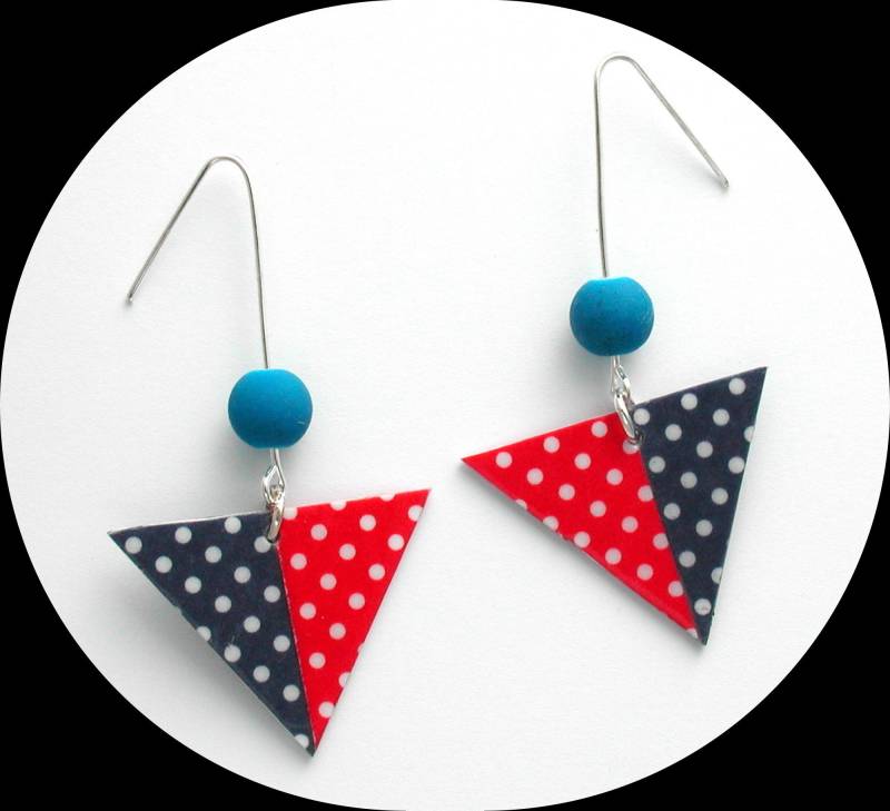 Bicolor Rot/Blaue Ohrringe Mit Weißen Tupfen Papierspaß/Buntes Tupfengeschenk, Etsy/Artgallery29 Bicolor Rot/Blaue Ohrringe Mit Weißen Tupfen Papierspaß/Buntes Tupfengeschenk, Etsy/Artgallery29 von ARTGALLERY29
