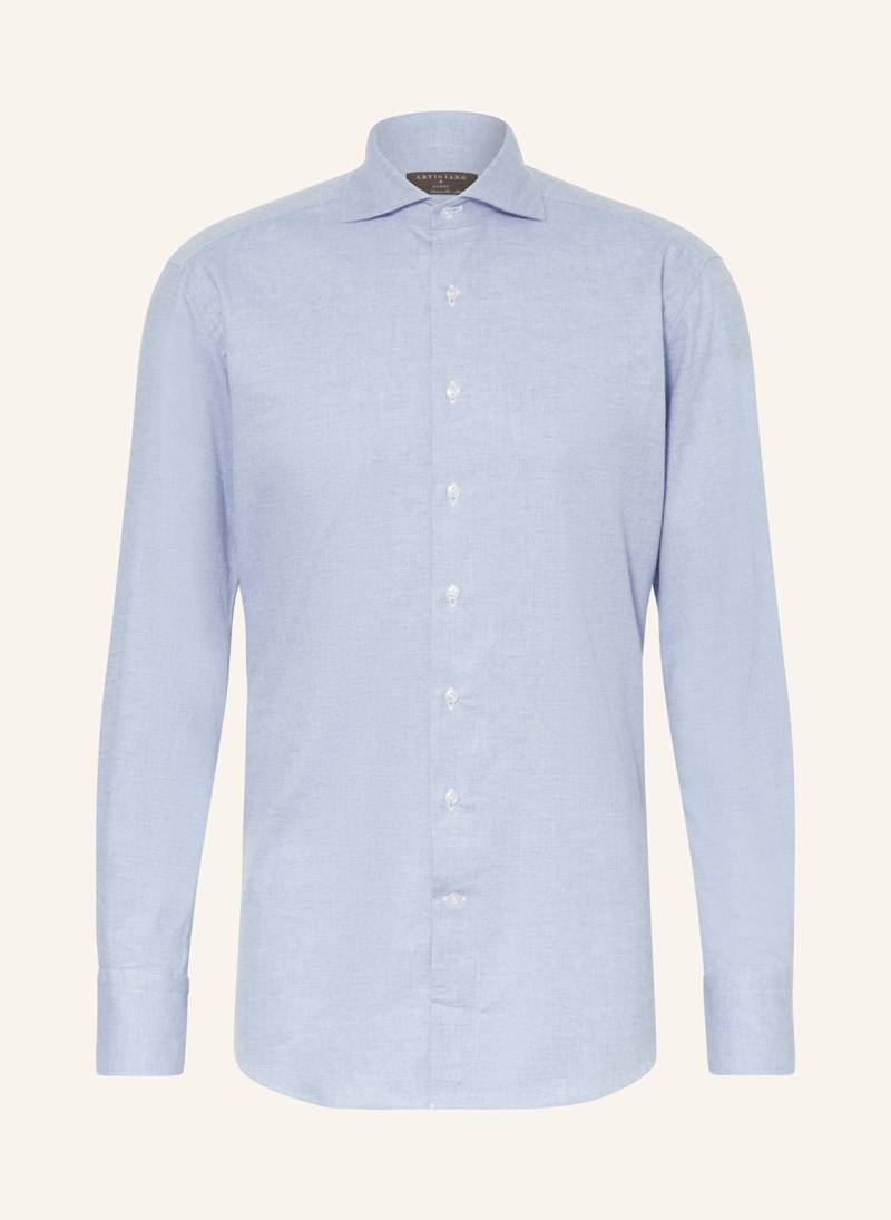 Artigiano Flanellhemd Classic Fit blau von ARTIGIANO