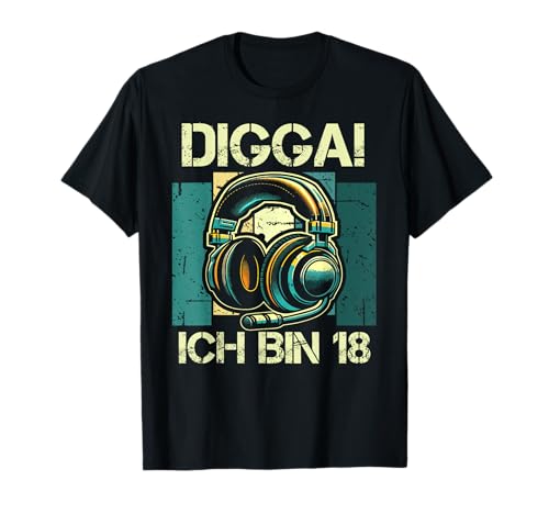 Digga! Ich Bin 18 Jahre 18. Geburtstag Junge Zocker Jungs T-Shirt von ARTIPALATI Geschenke