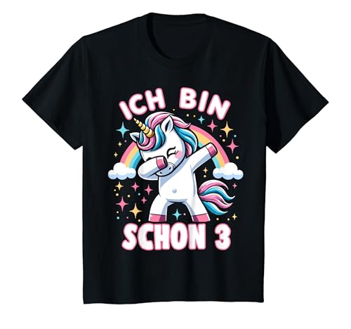 Kinder 3 Jahre Mädchen Geburtstag 3. Kindergeburtstag Süßes Einhorn T-Shirt von ARTIPALATI Geschenke