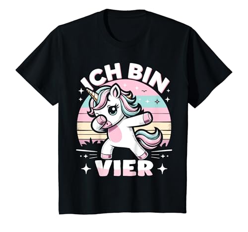 Kinder 4 Jahre Mädchen Geburtstag 4. Kindergeburtstag Süßes Einhorn T-Shirt von ARTIPALATI Geschenke