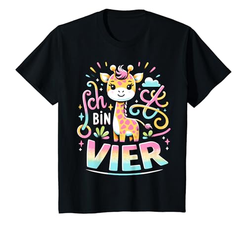 Kinder 4 Jahre Mädchen Geburtstag 4. Kindergeburtstag Vier Süßes T-Shirt von ARTIPALATI Geschenke