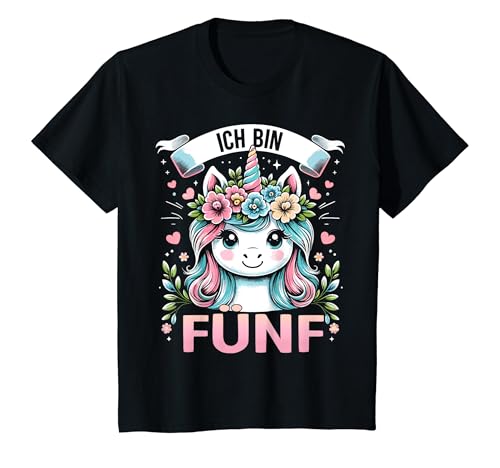 Kinder 5 Jahre Mädchen Geburtstag 5. Kindergeburtstag Süßes Einhorn T-Shirt von ARTIPALATI Geschenke