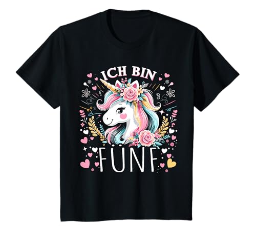 Kinder 5 Jahre Mädchen Geburtstag 5. Kindergeburtstag Süßes Einhorn T-Shirt von ARTIPALATI Geschenke