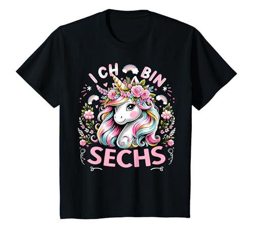 Kinder 6 Jahre Mädchen Geburtstag 6. Kindergeburtstag Süßes Einhorn T-Shirt von ARTIPALATI Geschenke