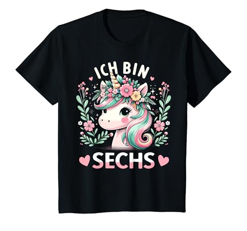 Kinder 6 Jahre Mädchen Geburtstag 6. Kindergeburtstag Süßes Einhorn T-Shirt von ARTIPALATI Geschenke