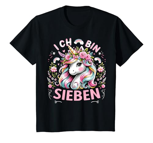 Kinder 7 Jahre Mädchen Geburtstag 7. Kindergeburtstag Süßes Einhorn T-Shirt von ARTIPALATI Geschenke