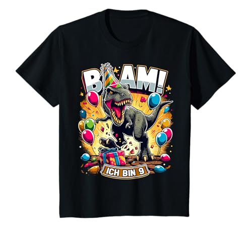 Kinder 9. Geburtstag Junge 9 Jahre Kindergeburtstag Dino Neun T-Shirt von ARTIPALATI Geschenke