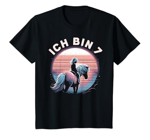 Ich Bin 7 Mädchen 7. Geburtstag Reiten Sieben Jahre Pferd T-Shirt von ARTIPALATI Geschenke