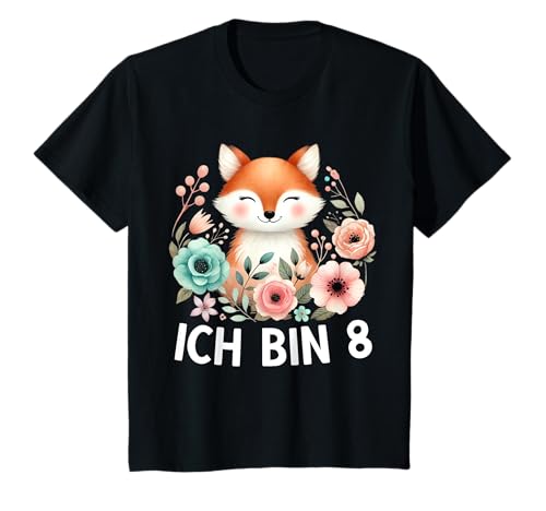 Kinder Ich bin 8 8. Geburtstag Mädchen Acht Jahre Süßer Fuchs T-Shirt von ARTIPALATI Geschenke