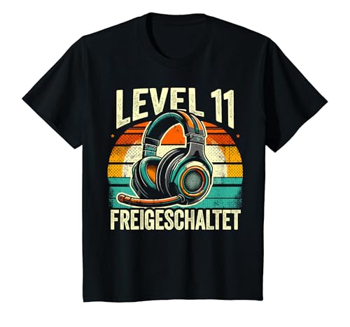 Kinder Level 11 Freigeschaltet 11. Geburtstag Gamer Zocker 11 Jahre T-Shirt von ARTIPALATI Geschenke