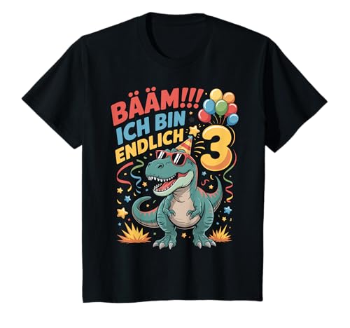 3. Geburtstag Junge Mädchen Bääm!!! Ich bin Endlich 3 Jahre T-Shirt von ARTIPALATI