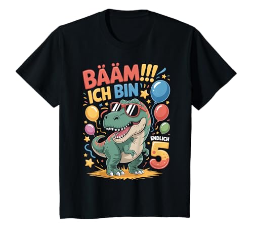 5. Geburtstag Junge Mädchen Bääm!!! Ich bin Endlich 5 Jahre T-Shirt von ARTIPALATI