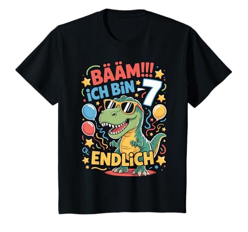 7. Geburtstag Junge Mädchen Bääm!!! Ich bin Endlich 7 Jahre T-Shirt von ARTIPALATI