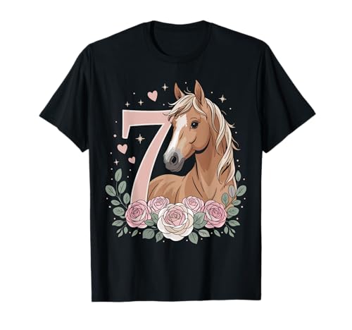 7. Geburtstag Pferd Mädchen 7 Jahre Pferde Deko Reiten Pony T-Shirt von ARTIPALATI