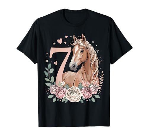 7. Geburtstag Pferd Mädchen 7 Jahre Pferde Deko Reiten Pony T-Shirt von ARTIPALATI