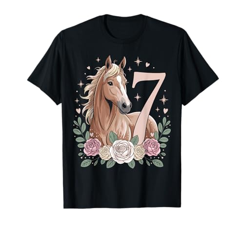 7. Geburtstag Pferd Mädchen 7 Jahre Pferde Deko Reiten Pony T-Shirt von ARTIPALATI