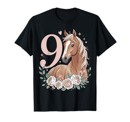 9. Geburtstag Pferd Mädchen 9 Jahre Pferde Deko Reiten Pony T-Shirt von ARTIPALATI