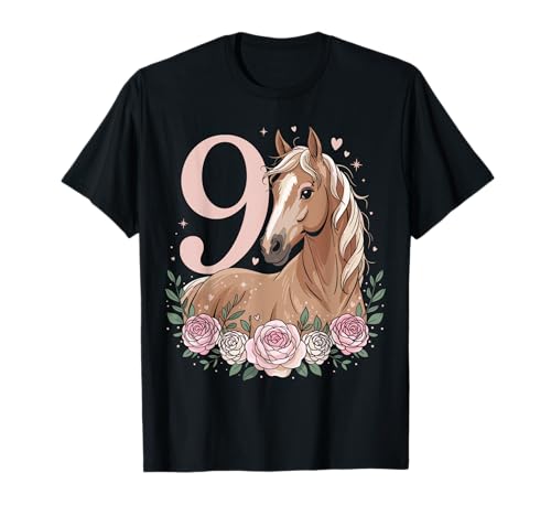 9. Geburtstag Pferd Mädchen 9 Jahre Pferde Deko Reiten Pony T-Shirt von ARTIPALATI