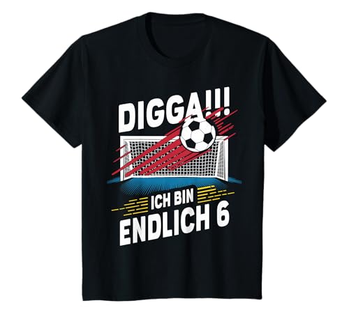 Kinder 6. Geburtstag Junge Fußball Digga Ich bin 6 T-Shirt von ARTIPALATI